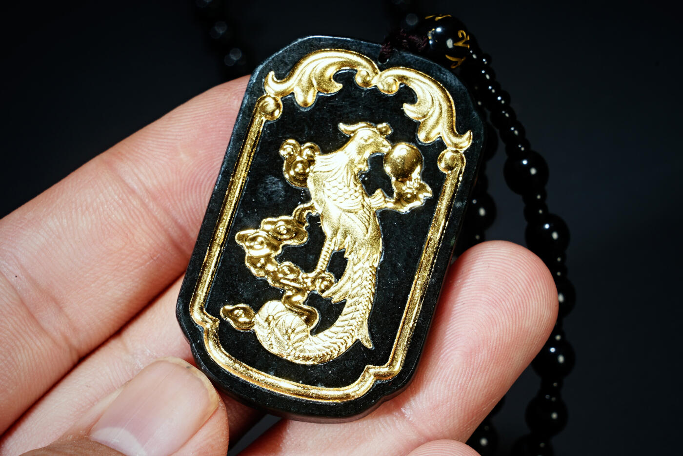 上海都达杂项专场八十一【全场包邮】  和田玉足金凤舞挂件