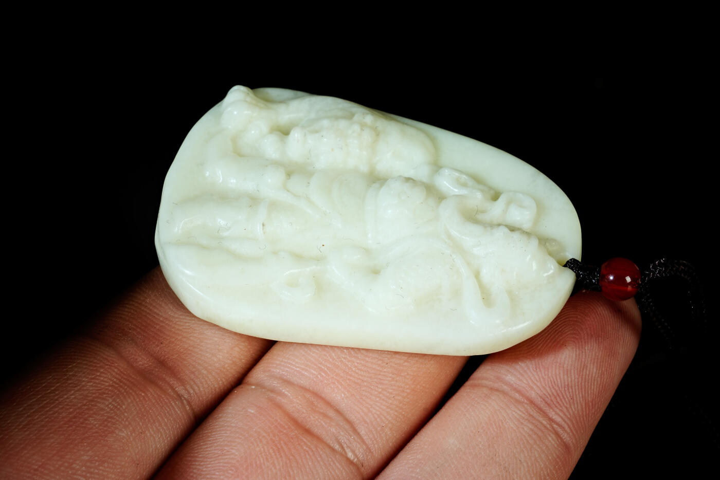 上海都达杂项专场八十一【全场包邮】  天然岫玉精雕《武圣关公》挂件97-70