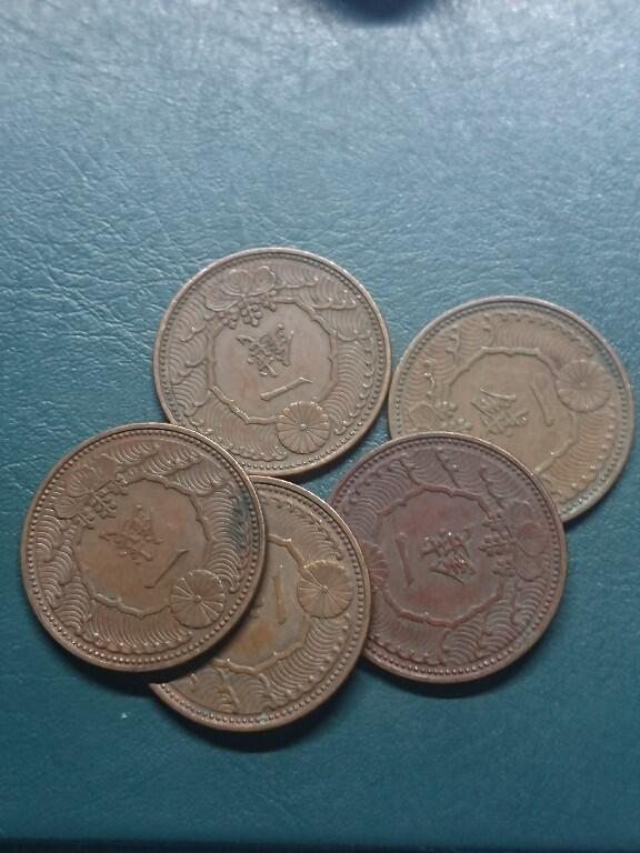 松南世界钱币——260416 日本鸟一钱1钱铜币5枚2