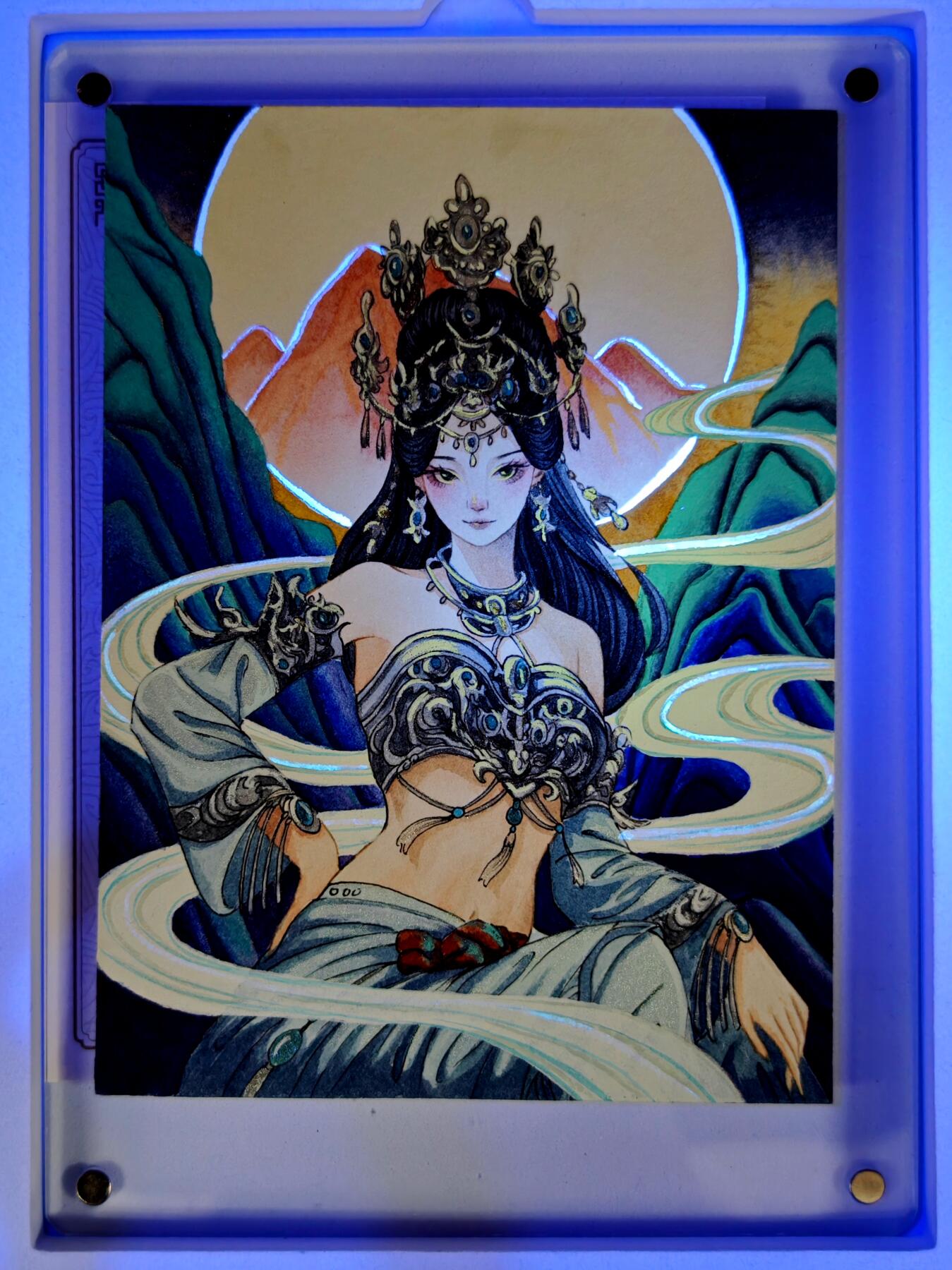 白泽拍卖卡牌手绘专场第35期（问东城春色，正谷雨，牡丹期） 2025 艺方文创 手绘卡 钻石皇冠拟人 有特效 带盒 尺寸：9.9cm*13.2cm  虾虾亲签 卡砖封装