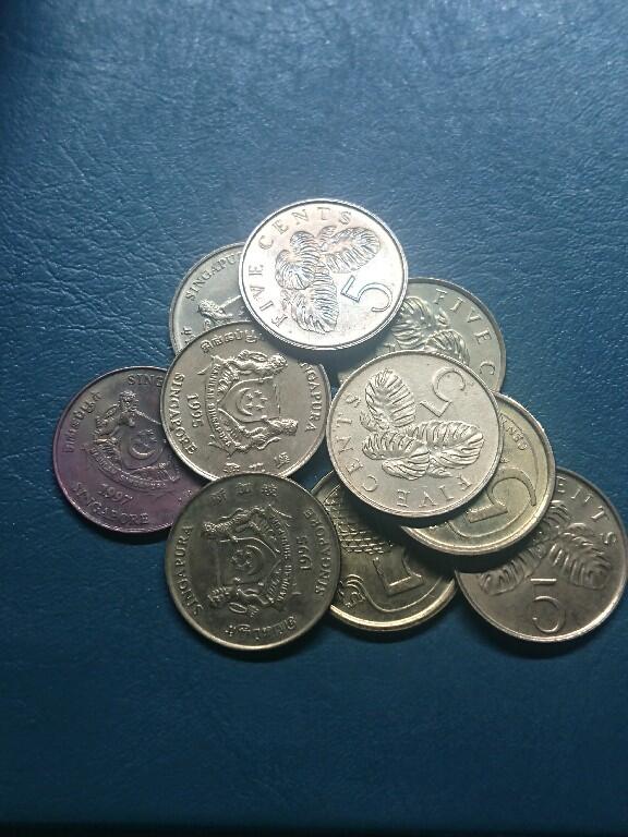 松南世界钱币——260416 新加坡5分铜币10枚共计50分