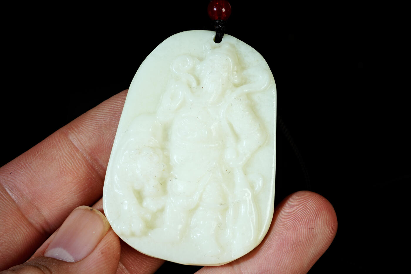 上海都达杂项专场八十一【全场包邮】  天然岫玉精雕《武圣关公》挂件97-70