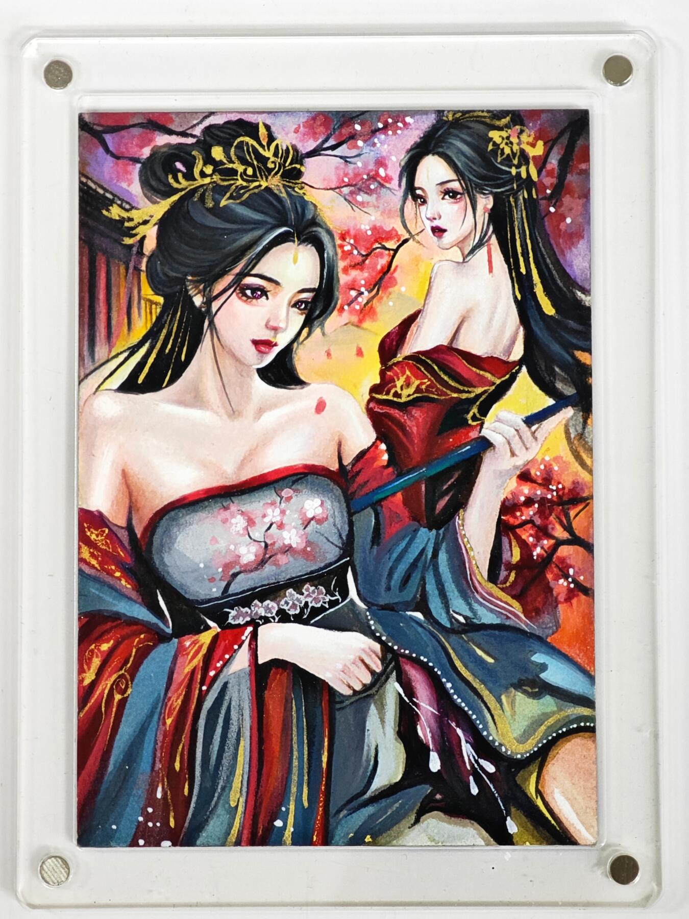 白泽拍卖卡牌手绘专场第35期（问东城春色，正谷雨，牡丹期） 2025 艺方文创 手绘卡 兰亭序 有特效 带盒 尺寸：8.6cm*12.3cm  重塑亲签 卡砖封装