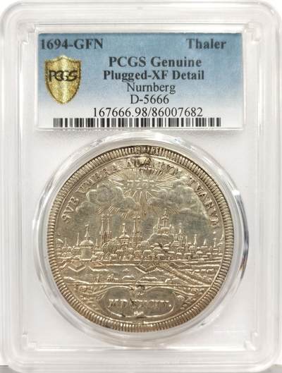 博洋堂世界钱币拍卖第168期（全场包邮） - PCGS XF98 德国纽伦堡1694年景观泰勒大银币，性价比高。