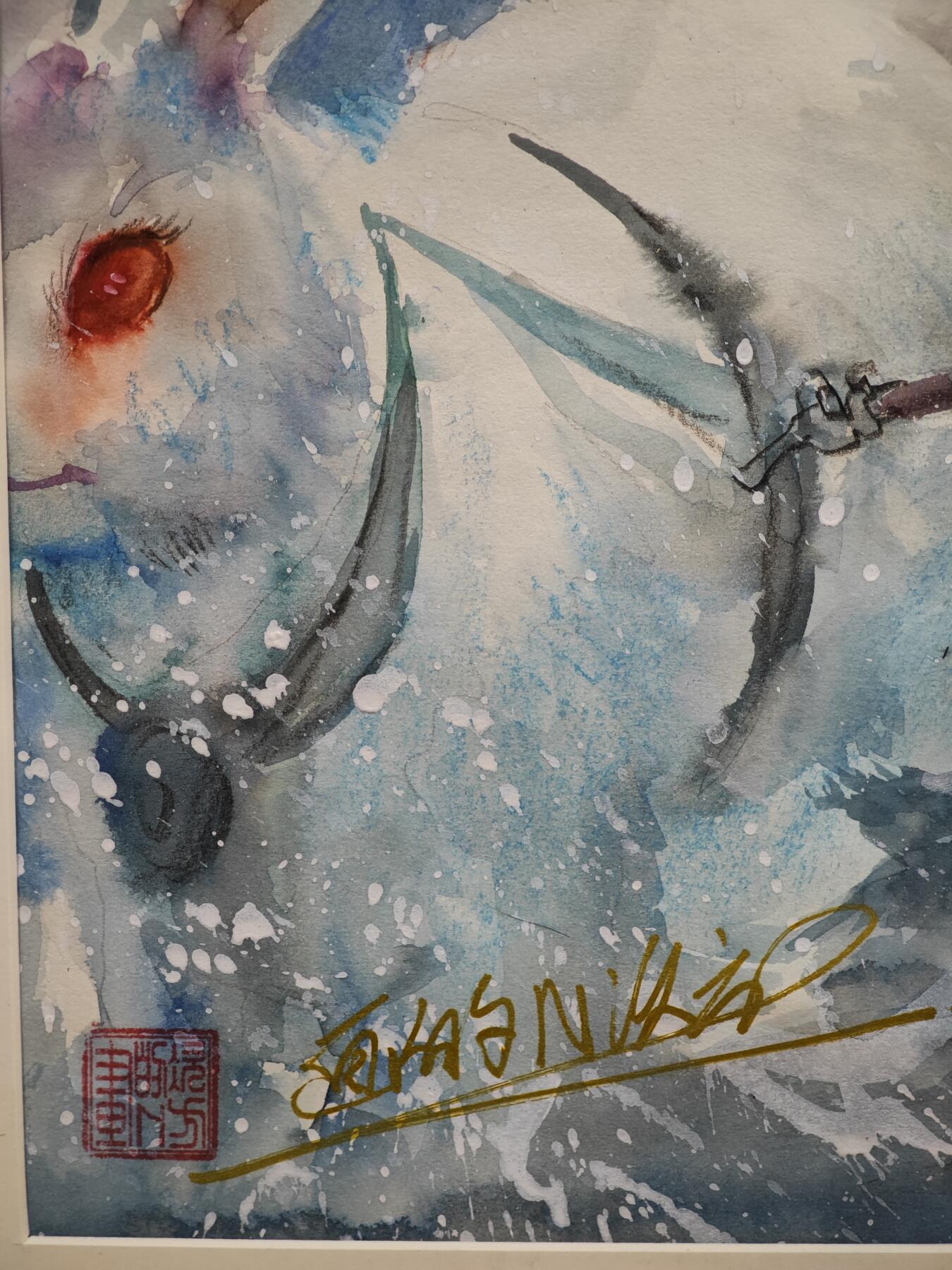 白泽拍卖卡牌手绘专场第35期（问东城春色，正谷雨，牡丹期） 2025 画的n次方手绘画 嫦娥玉兔 已装裱 尺寸：内46.5cm*68.3cm 外55.5cm*77.5cm  画的n次方亲签