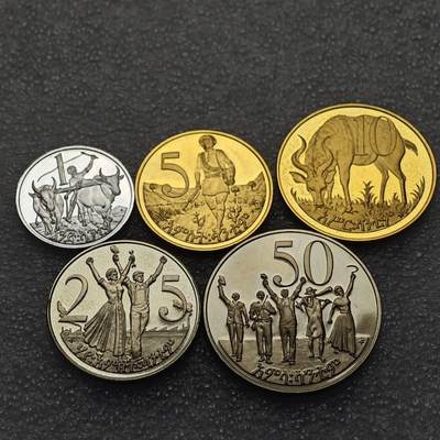  【淘币小摊】限时拍第八百九十五拍  埃塞俄比亚留尼旺比利时意大利场    每周一统一发货 埃塞俄比亚1977年5枚套精制