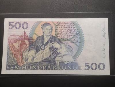 2026四月第三期，总第224期 瑞典1985年500克朗UNC微潮，卡尔十一世国王和数学家波尔赫姆，稀有的发行首年份蓝色版本，和后期常见的红色版本做区分，也就是瑞典经典品种之一的“蓝卡尔”