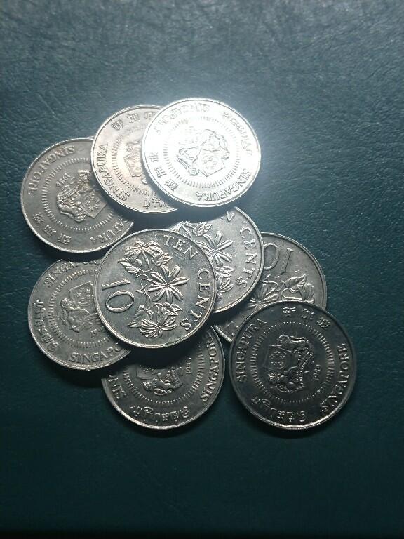 松南世界钱币——260416 新加坡高盾徽版本10分镍币10枚共计1元