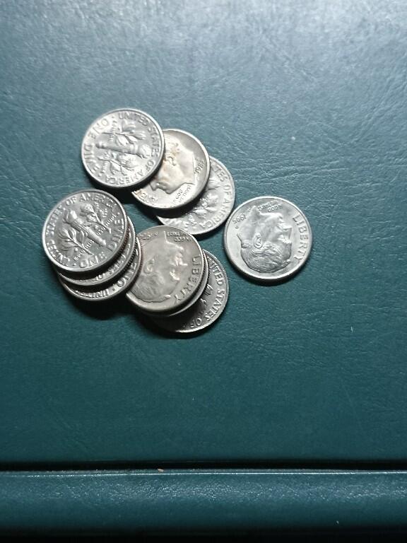 松南世界钱币——260420 美国10分镍币10枚合计1美元4