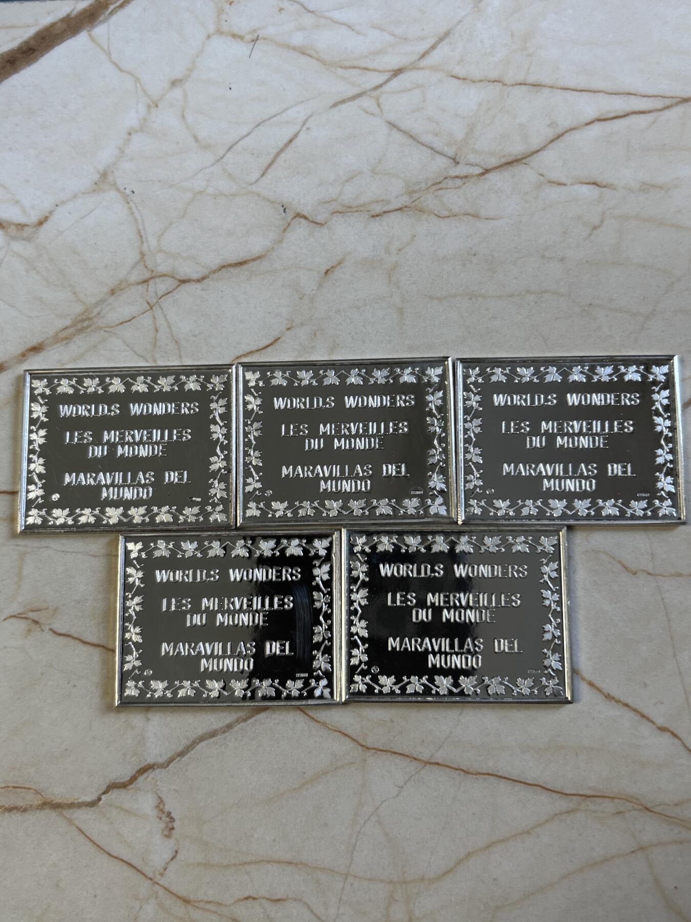 第197期拍卖 世界著名景点纪念纯银章一组十枚，单枚39.5*30.5毫米，总重约140.1克带银戳