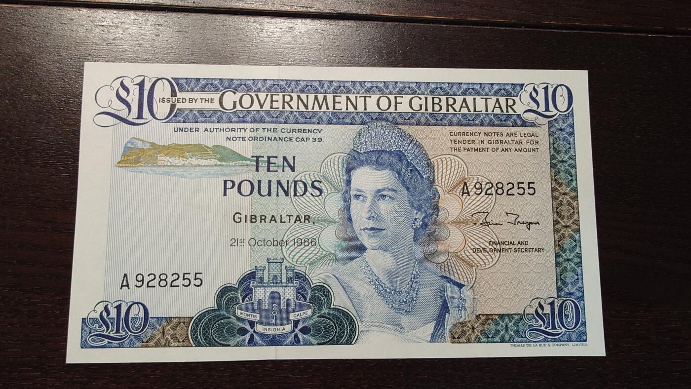 世界钱币～微拍第245期暨2026年第26期  新货卖剩品种部分上架提供选购【有看中的就一开始就出价，别为了晚付几天押金拖到最后，这里没出价的只要群里卖掉了就会撤】 【一口价已售出】1986年直布罗陀10镑 全新绝品无47尾号255