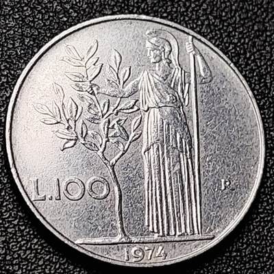 泉币菌-第228场-三月三 上巳节专场 拍品多 请提前出价 - 意大利早期100里拉 月亮和记忆女神密涅瓦 不锈钢币 27.8mm