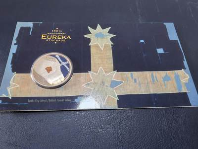 长老汇马年精选第十八场拍卖 2004澳大利亚尤里卡栅栏事件150周年5元彩色铜镍币邮币封，佩斯造币厂，市场价25澳元