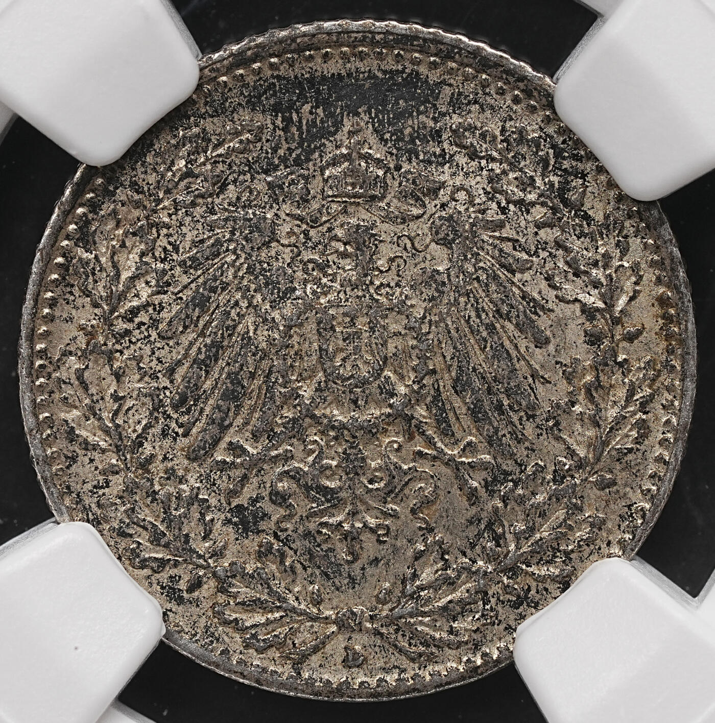 修遠堂世界钱币第112期 NGC MS62 1916年德国1/2马克银币，D厂铭