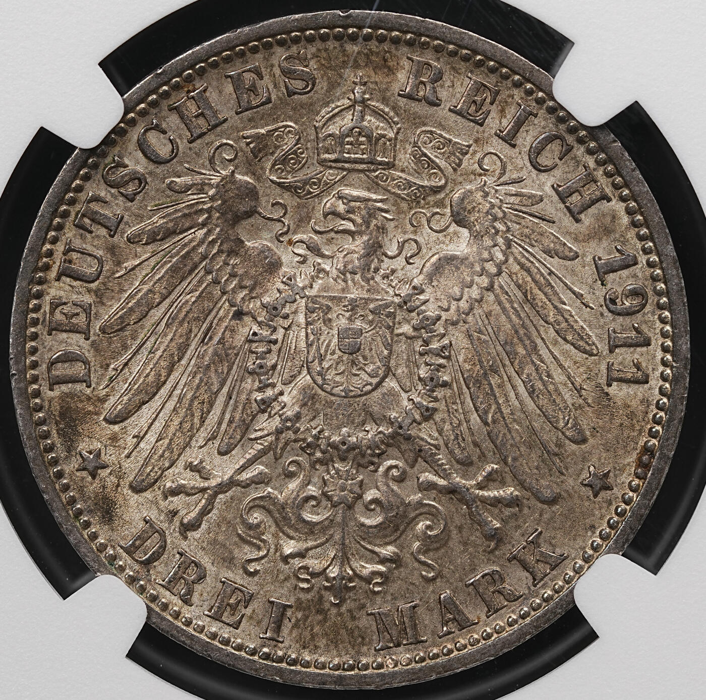 修遠堂世界钱币第112期 NGC MS63 1911年符腾堡国王银婚纪念3马克银币