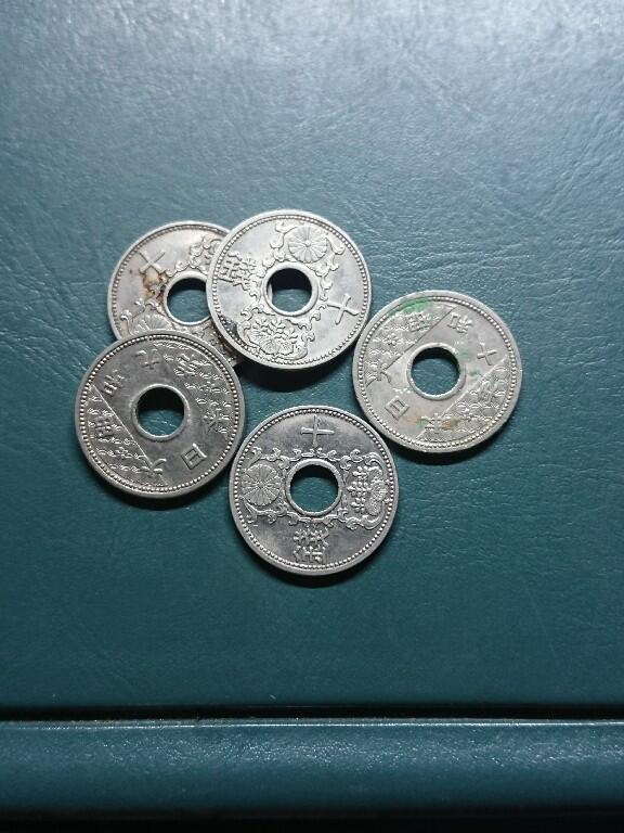 松南世界钱币——260420 日本昭和年代10钱纯镍币5枚