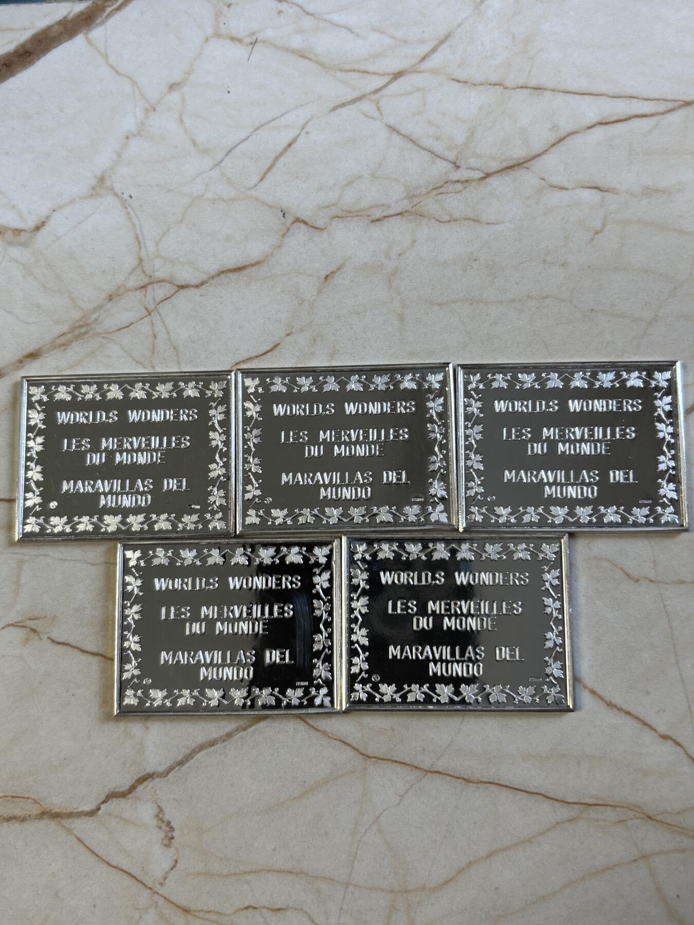 第197期拍卖 世界著名景点纪念纯银章一组十枚，单枚39.5*30.5毫米，总重约140.1克带银戳