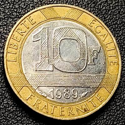 泉币菌-第228场-三月三 上巳节专场 拍品多 请提前出价 - 1989年 法国10法郎双色币 天使 小飞人 自由保护神 23mm 入欧前末版币 绝版币 