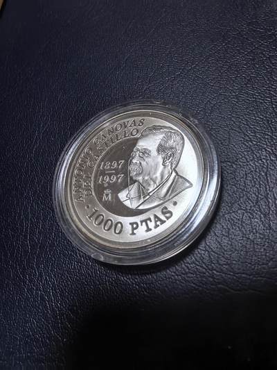 长老汇马年精选第十九场拍卖 西班牙1997年1000比塞塔精制银币 安东尼奥·卡诺瓦斯·德尔·卡斯蒂略（政治家和历史学家逝世100周年 925银13.5克 发行量：2万 盒证全