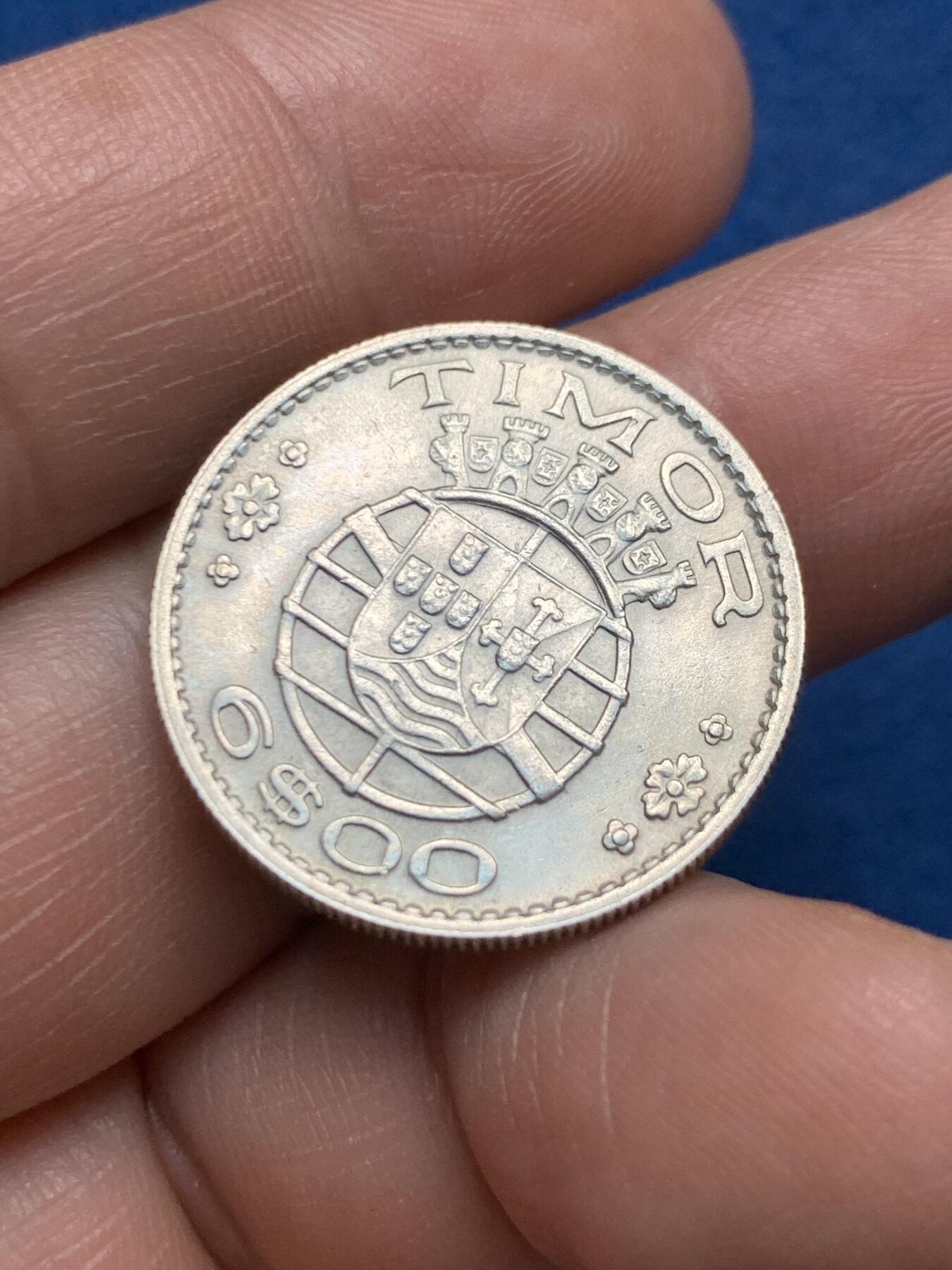 《竞宝斋》第481场 周日，周一 2场连拍 （全场包邮）20级店铺 欢迎送拍 葡属帝汶1958年6埃斯库多银币 仅发行一年 少见品种 品相不错