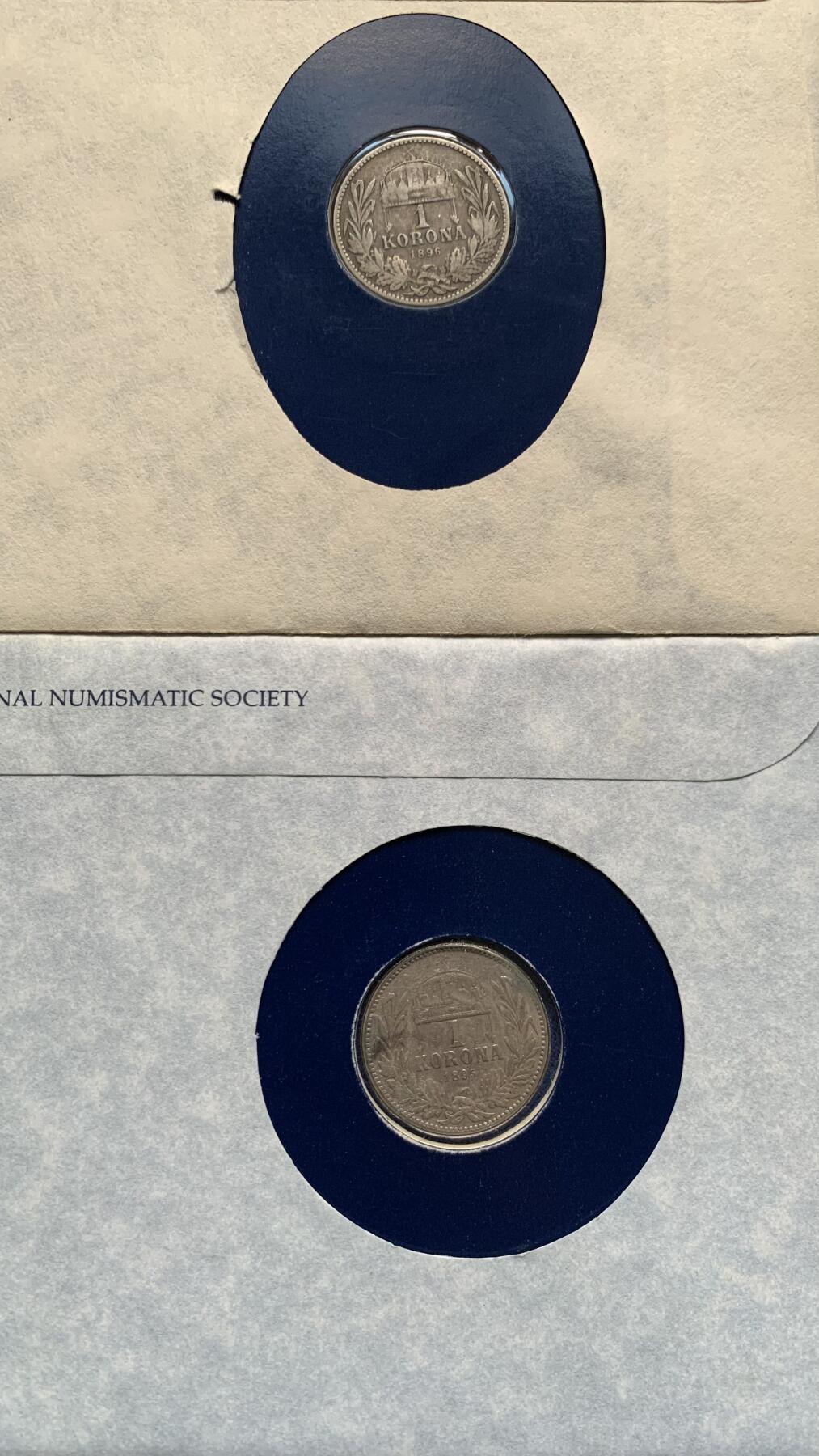 《竞宝斋》第481场 周日，周一 2场连拍 （全场包邮）20级店铺 欢迎送拍 邮币封3张，含2枚奥匈帝国1克朗银币和1枚澳大利亚1先令银币。