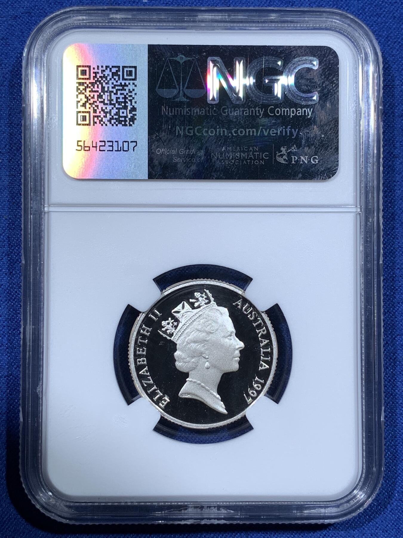 《竞宝斋》第481场 周日，周一 2场连拍 （全场包邮）20级店铺 欢迎送拍 NGC PF69UC 澳大利亚1997年查尔斯·金斯福德·史密斯爵士百年诞辰纪念银币