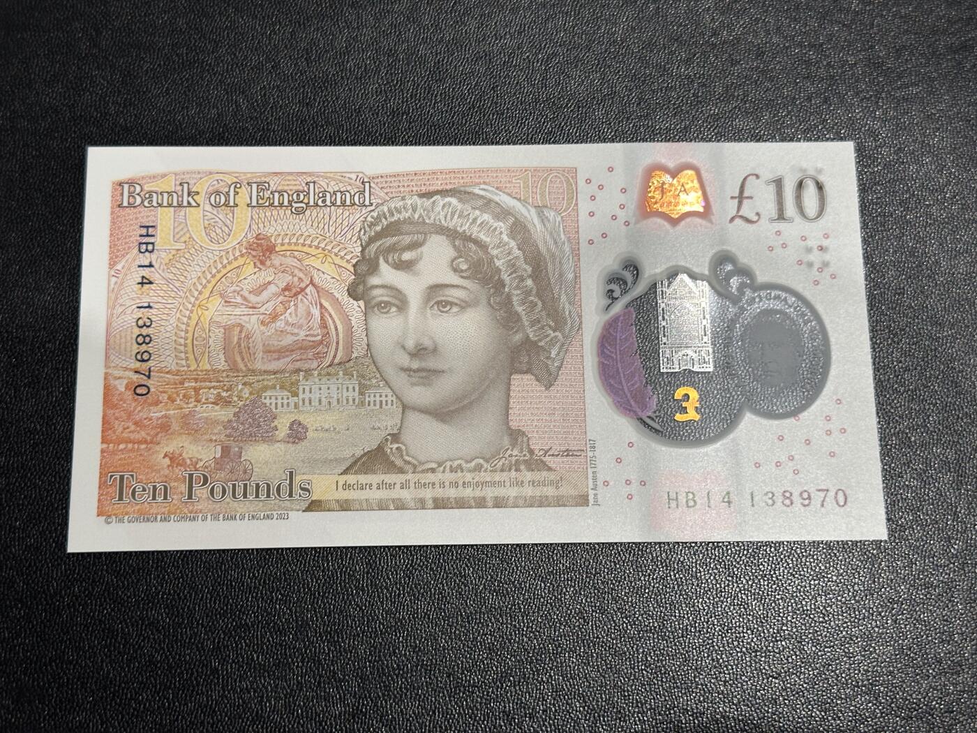 《外钞收藏家》第六百二十八期（精品百拍场）（长期征集拍品、欢迎藏友们联系合作） 英国查尔斯版10镑 全新UNC 尾970