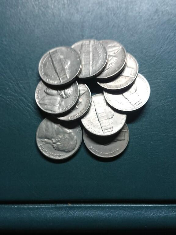 松南世界钱币——260420 美国5分镍币10枚合计50美分1