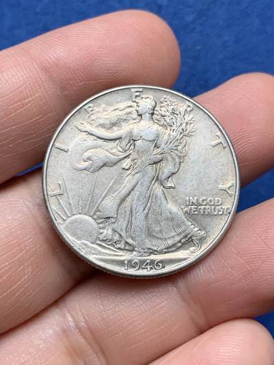 《竞宝斋》第481场 周日，周一 2场连拍 （全场包邮）20级店铺 欢迎送拍 - 美国1946年行走女神半美元银币