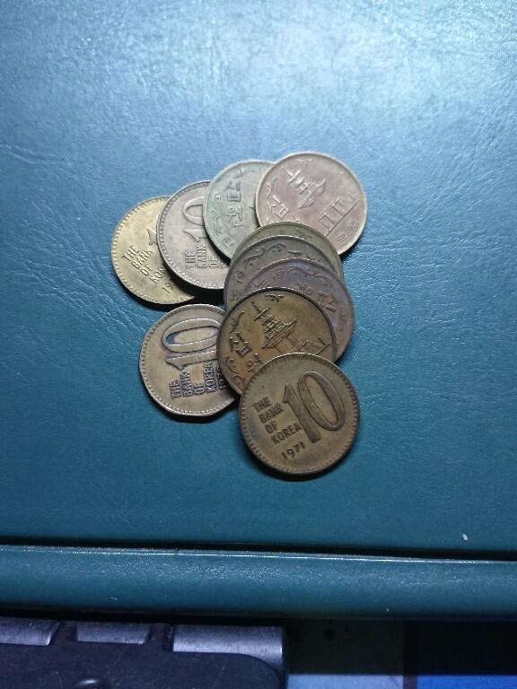 松南世界钱币——260420 韩国老版本10元铜币10枚