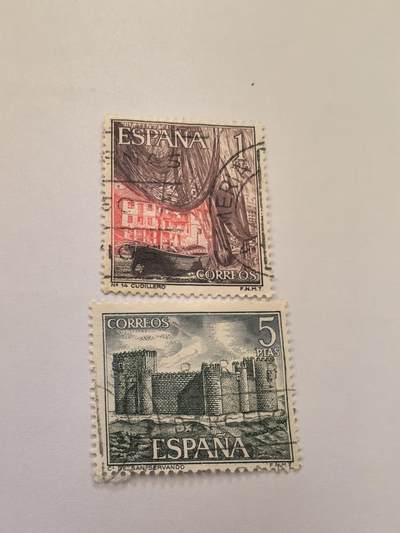 杂票 西班牙邮票 城堡旅游2枚旧雕