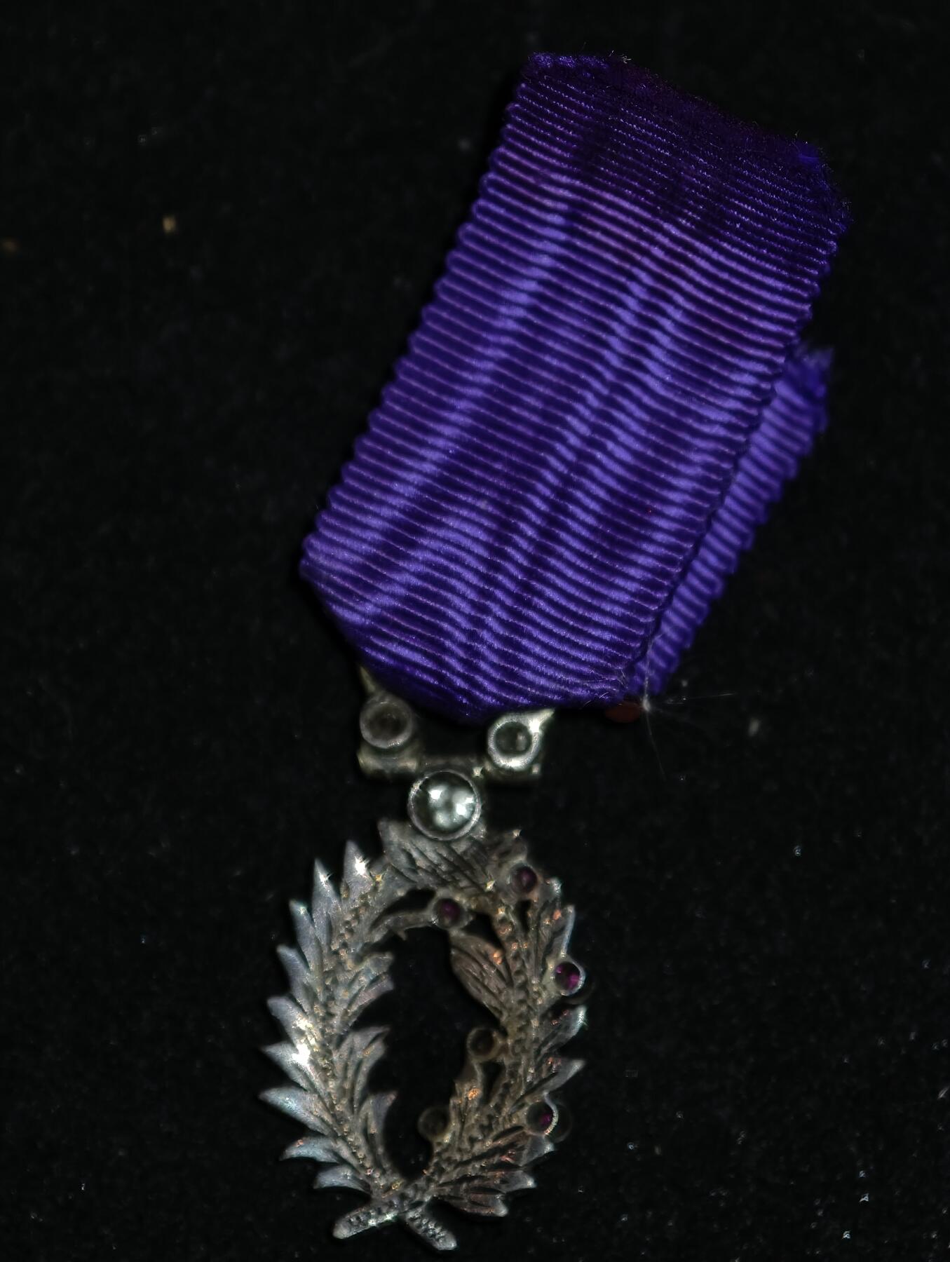 凯旋世界勋赏（第23期）（欢迎送拍）（对拍品有疑问请询问客服，不接受到手刀，出价默认拍品品相。请认真阅读拍卖规则！出价默认已认可！）（收到货请录制开箱视频，无视频概不处理问题。） 珠宝商棕榈叶迷你勋章银制带红宝石钻石