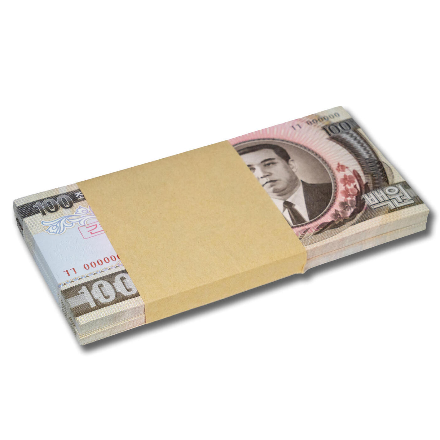 1992年朝鲜-第四版纸币100元小章版-票样整刀100张小章版样票；整刀100张