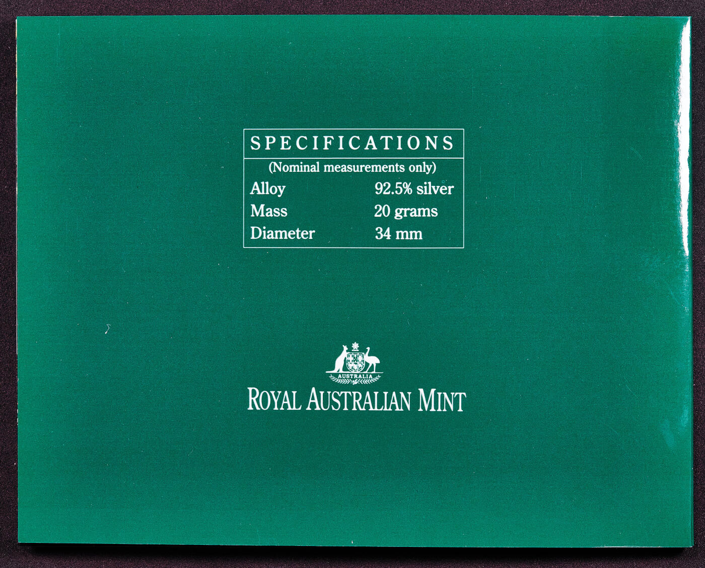 【俄甄集藏】满园春色-2026年(051)04-22星期三 晚 19:30 全场包邮 澳大利亚1991年行政区系列-塔斯马尼亚州10元册装银币，带证，重20克，925银，发行量26150枚