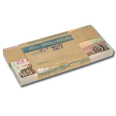 1992年朝鲜-第四版纸币10元大章-小星版样票整刀100张原刀罕见大章-小星版；整刀100张 - 1992年朝鲜-第四版纸币10元大章-小星版样票整刀100张原刀罕见大章-小星版；整刀100张