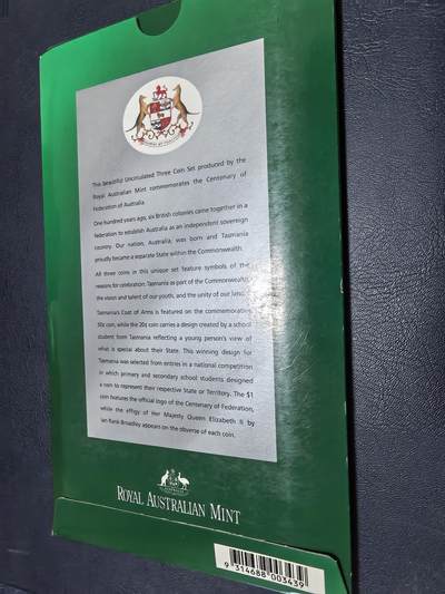 长老汇马年精选第十八场拍卖 2001澳大利亚联邦百年塔斯马尼亚3枚卡装，限量版，克书70多美金