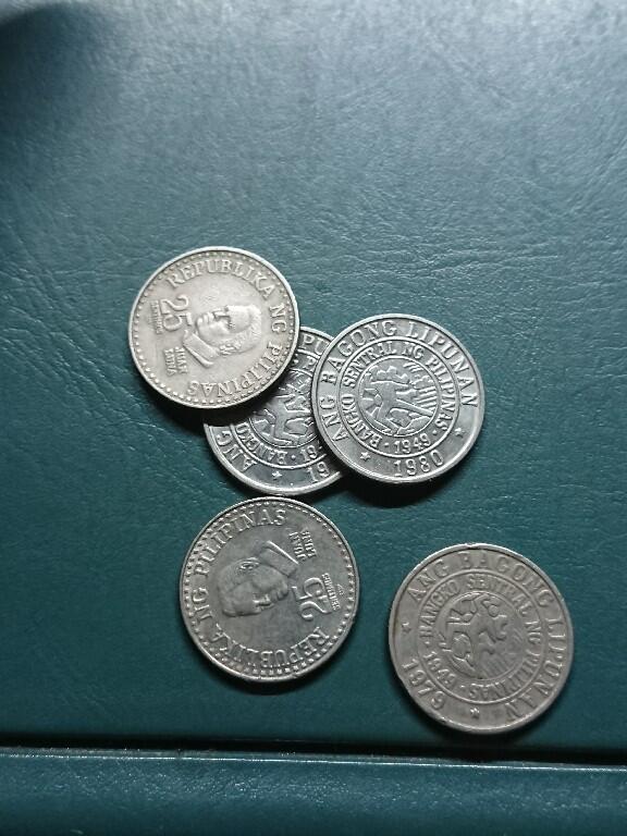 松南世界钱币——260420 菲律宾七八十年代25分镍币5枚