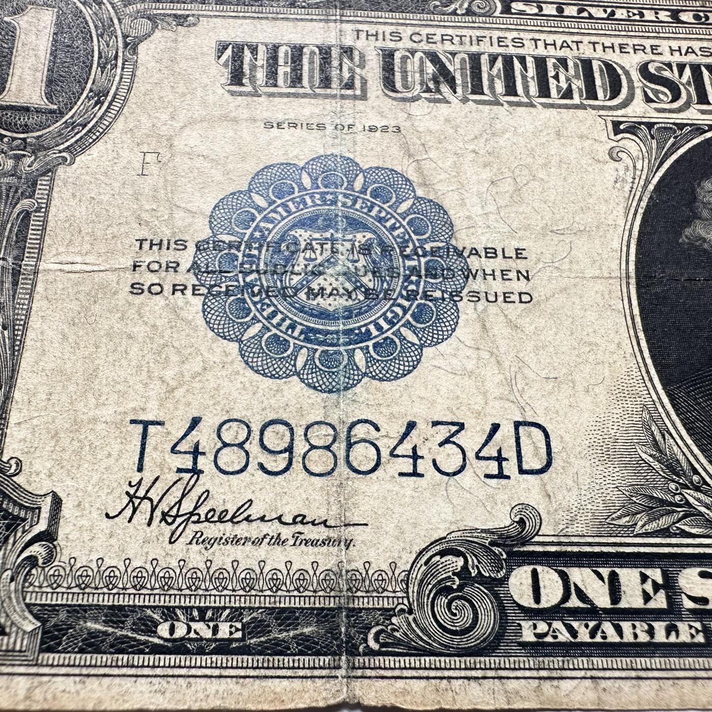 🌹外币初藏🌹🐯2026年第44场   每周二四六晚8️⃣点  世界硬币 美国 1923年 1美元银币券 大尺寸美元，当时可兑换摩根和平