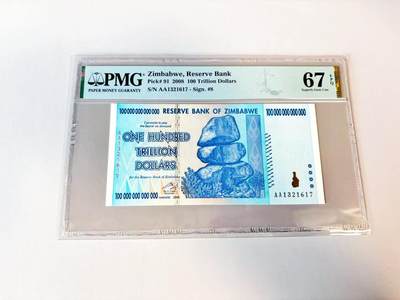 【Blue Auction】世界纸币精拍第811期——18级TOP拍卖/信誉/品质/专业/高效💫 【AA】津巴布韦 2008年100万亿元 PMG67EPQ 