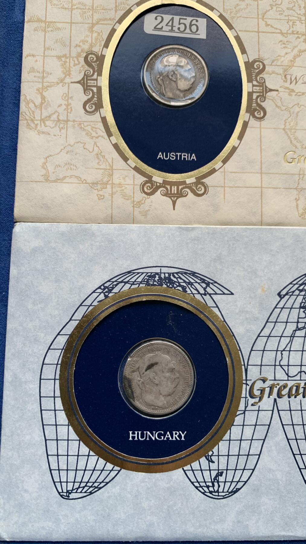 《竞宝斋》第481场 周日，周一 2场连拍 （全场包邮）20级店铺 欢迎送拍 邮币封3张，含2枚奥匈帝国1克朗银币和1枚澳大利亚1先令银币。