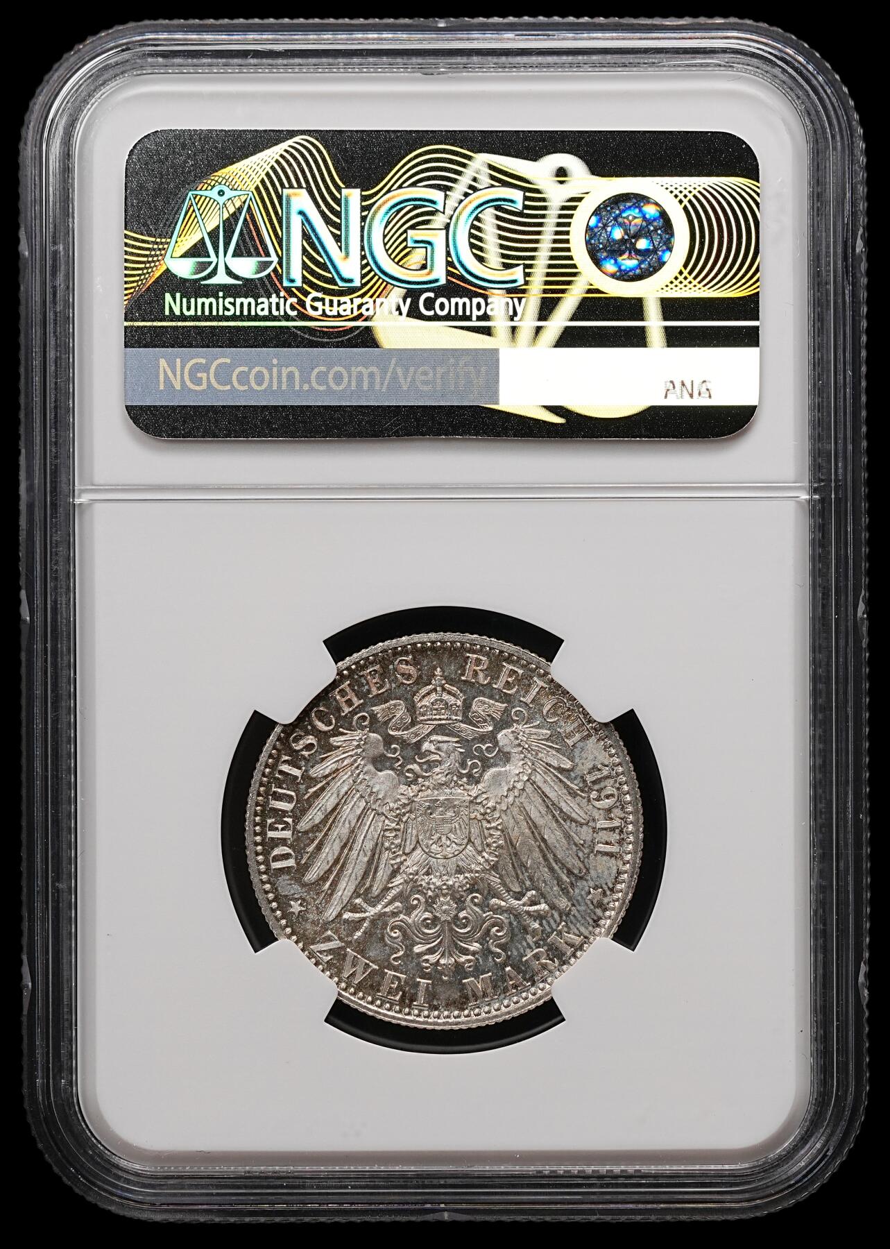 修遠堂世界钱币第112期 NGC MS64 1911年巴伐利亚摄政王90大寿纪念2马克银币