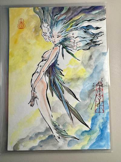 大麦马年第三场 - 沈鑫 手绘 轩辕坟三妖 九头雉鸡精 胡喜媚 A5尺寸