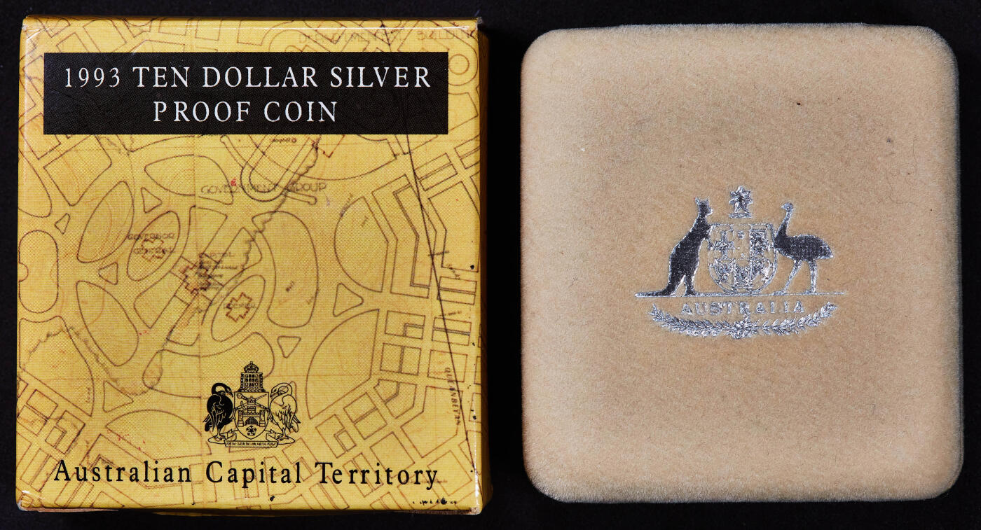 【俄甄集藏】满园春色-2026年(051)04-22星期三 晚 19:30 全场包邮 澳大利亚1993年行政区系列-首都领地10元精制银币，原盒证，重20克，925银，发行量21183枚