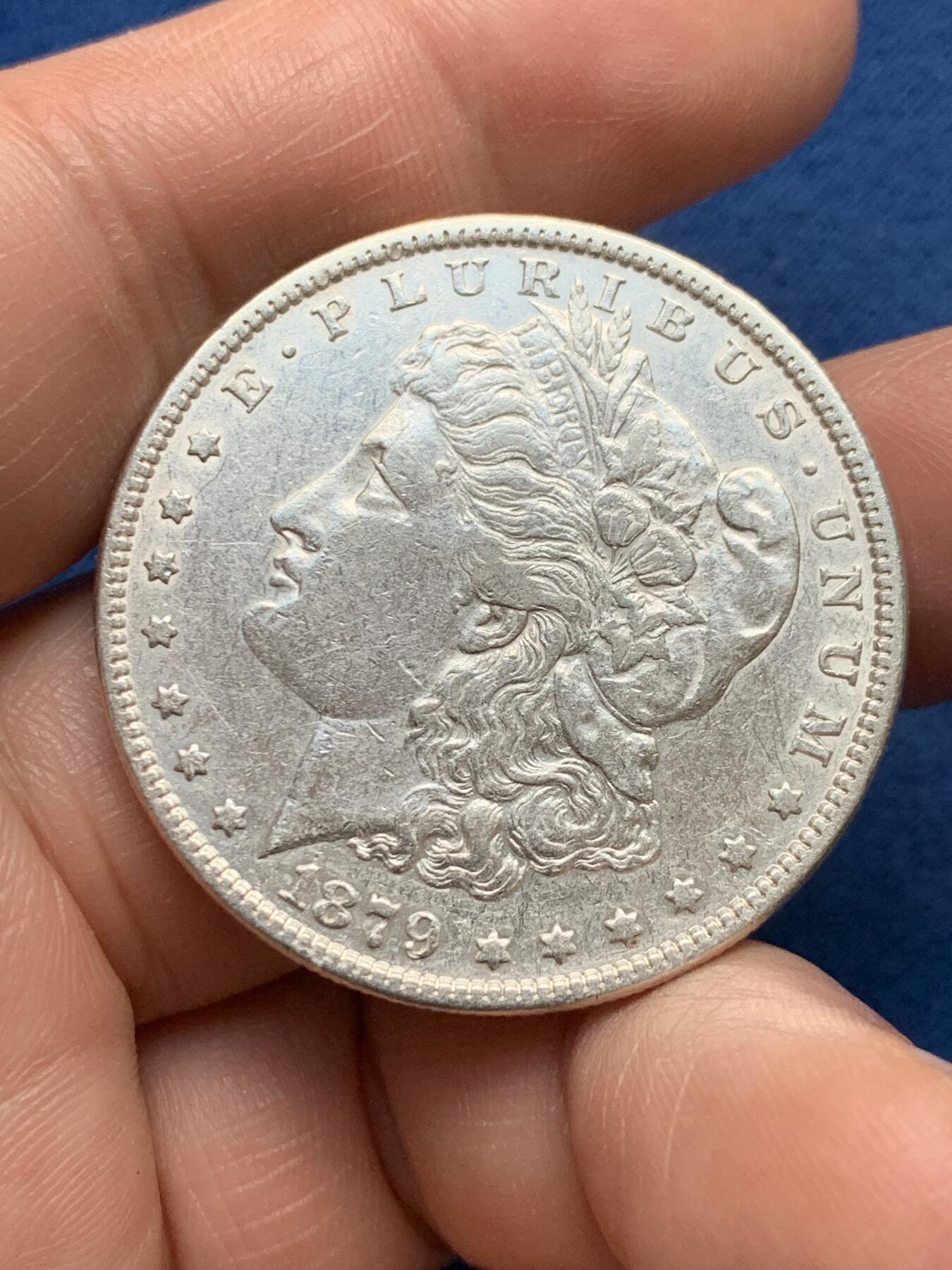 《竞宝斋》第481场 周日，周一 2场连拍 （全场包邮）20级店铺 欢迎送拍 美国 1879年 摩根 1美元 银币