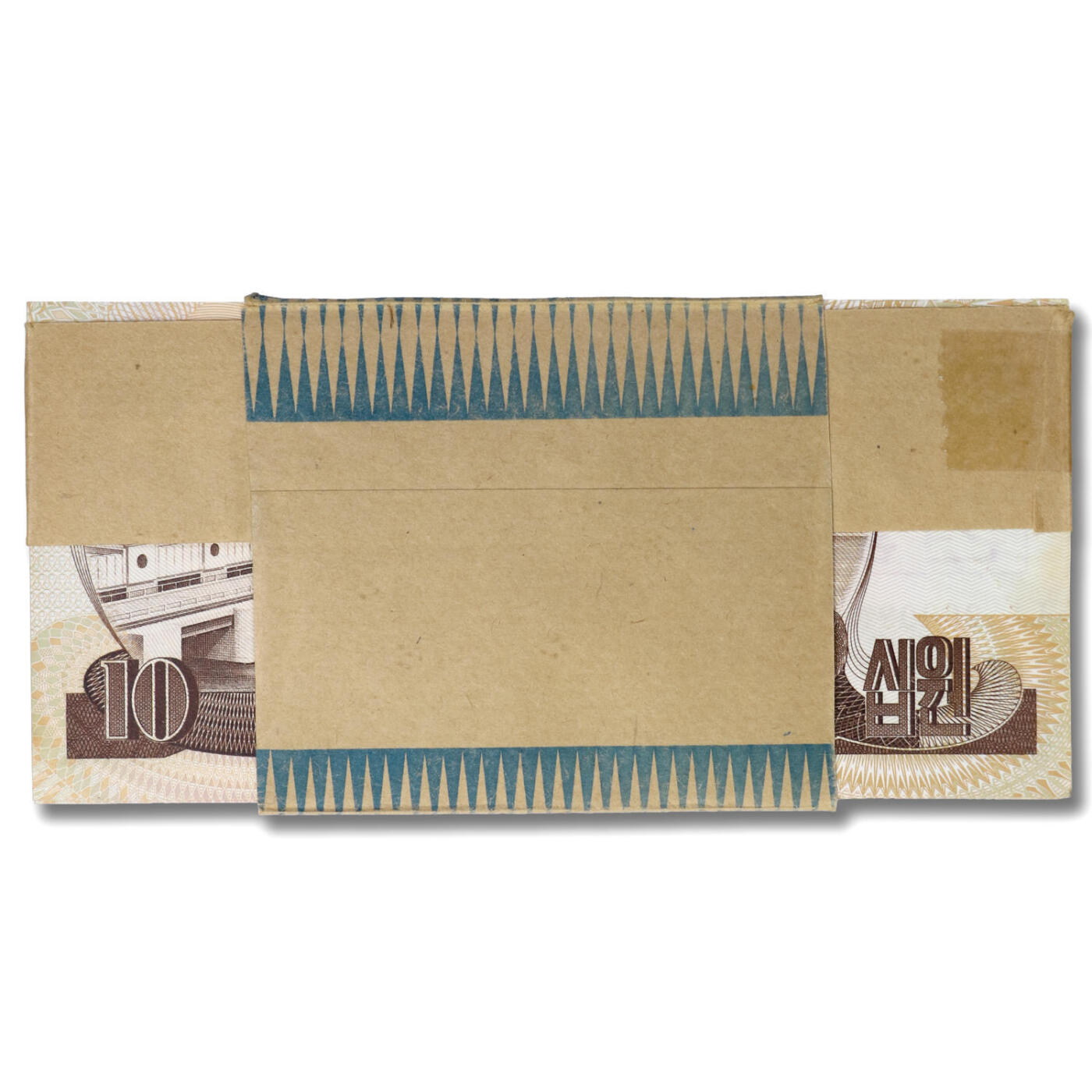 1992年朝鲜-第四版纸币10元大章-大星版样票整刀100张原刀罕见大章-大星版；整刀100张