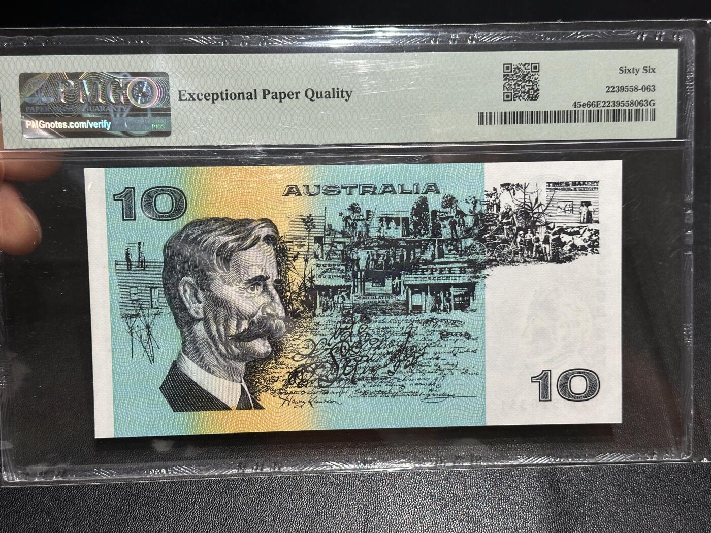 《外钞收藏家》第六百二十八期（精品百拍场）（长期征集拍品、欢迎藏友们联系合作） 1985年澳大利亚纸币版10元 PMG66 无47