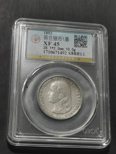 天下钱庄专场欢迎参拍 - 荷兰威廉敏娜萝莉头1盾银币