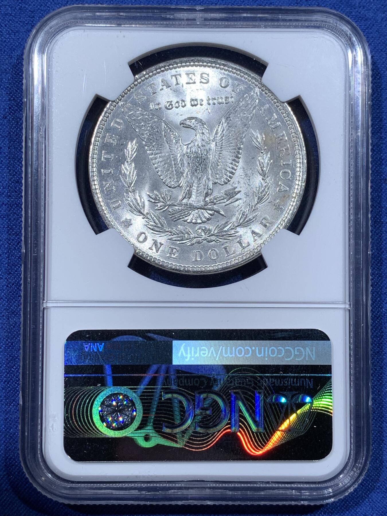 《竞宝斋》第481场 周日，周一 2场连拍 （全场包邮）20级店铺 欢迎送拍 NGC MS62 美国 1889 摩根 1美元 银币