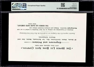 【Blue Auction】世界纸币精拍第811期——18级TOP拍卖/信誉/品质/专业/高效💫 美国1881年HLBNC钢版雕刻测试钞 PMG65EPQ（该公司彼时由Thomas F. Morris任主管 推出此券后一炮而红 在1883年击败ABNC赢得美国邮政首个四年期印刷合同 1891年被ABNC并购后Morris成为ABNC首席设计师）（1893年Morris出任BEP雕刻部部长 主持包括‘1896年教育券’在内的美国钞券史上多个重大项目 是近现代美元纸币雕刻体系的奠基人）