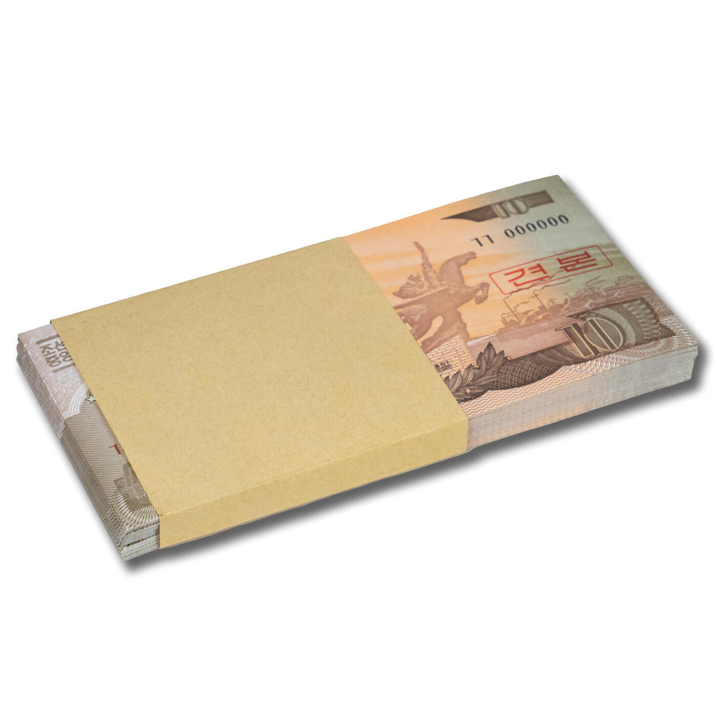 1998年朝鲜-第四版纸币10元小章版-票样整刀100张整刀100张，刀货